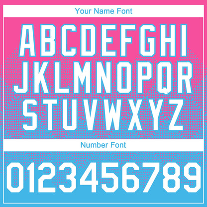 Custom Pink White-Sky Blue 3D Gradient Square Shape Authentic Baseball Jersey - Sky-Custom
