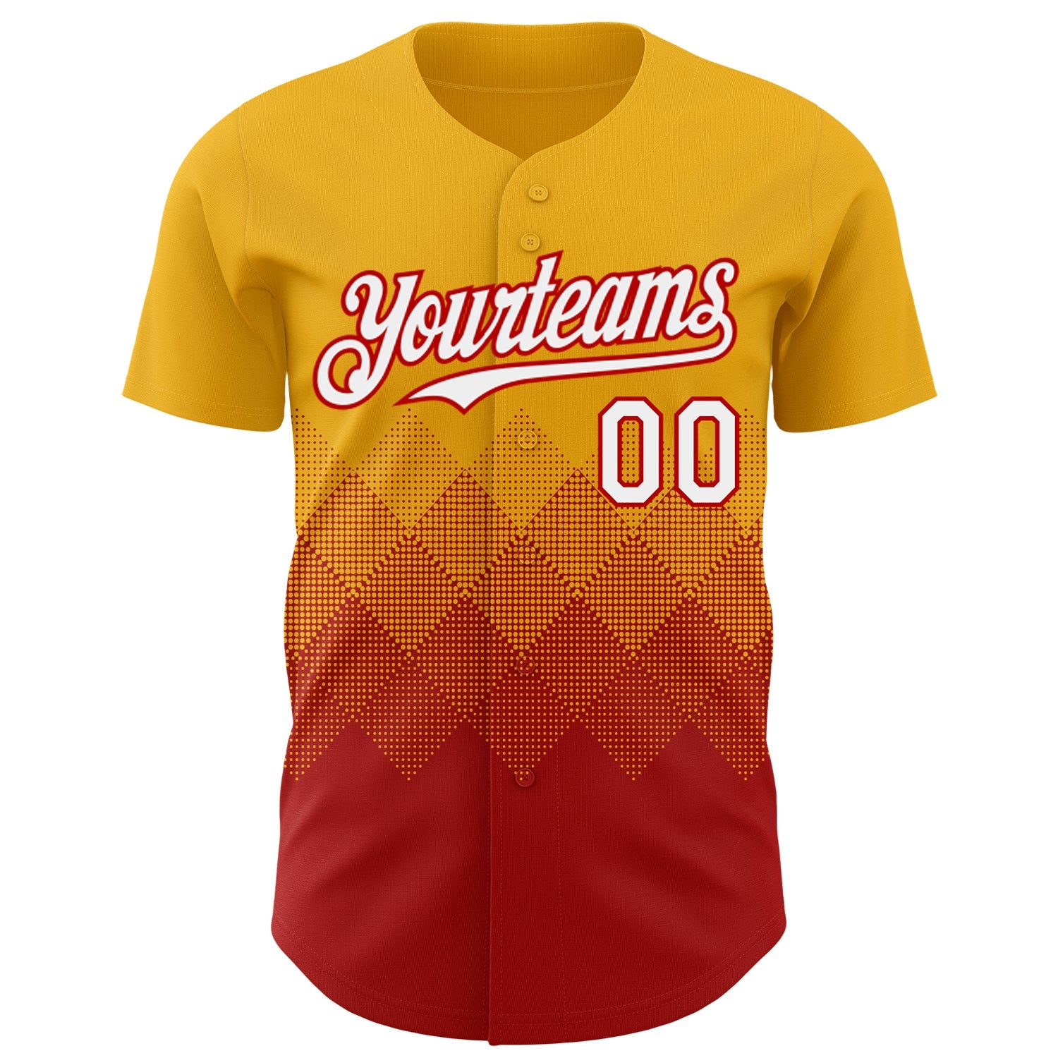 Custom Gold White-Red 3D Gradient Square Shape Authentic Baseball Jersey - Sky-Custom