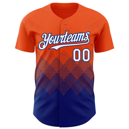 Custom Orange White-Royal 3D Gradient Square Shape Authentic Baseball Jersey - Sky-Custom