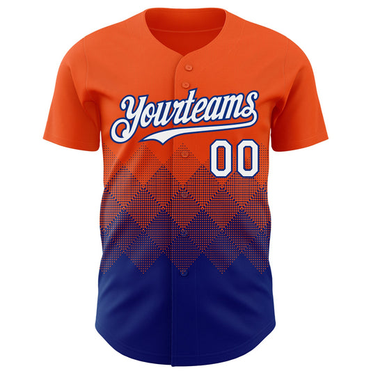 Custom Orange White-Royal 3D Gradient Square Shape Authentic Baseball Jersey - Sky-Custom