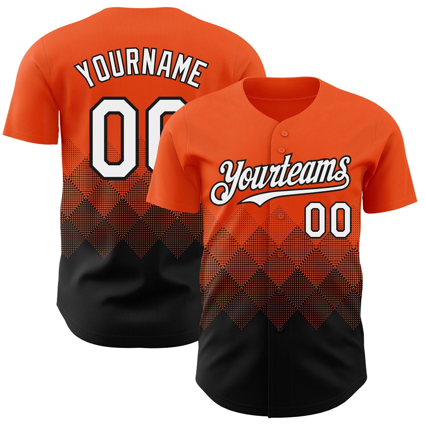 Custom Orange White-Black 3D Gradient Square Shape Authentic Baseball Jersey - Sky-Custom