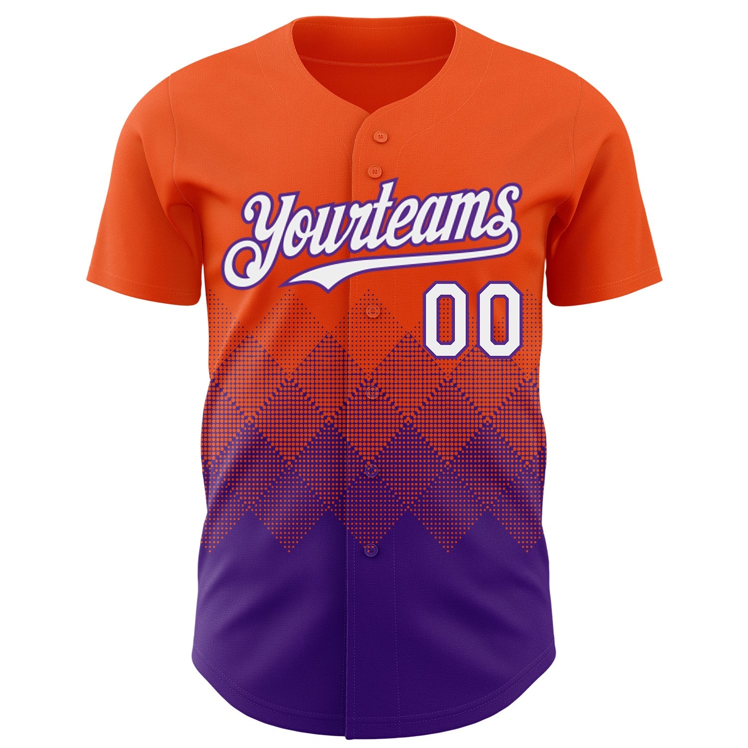 Custom Orange White-Purple 3D Gradient Square Shape Authentic Baseball Jersey - Sky-Custom