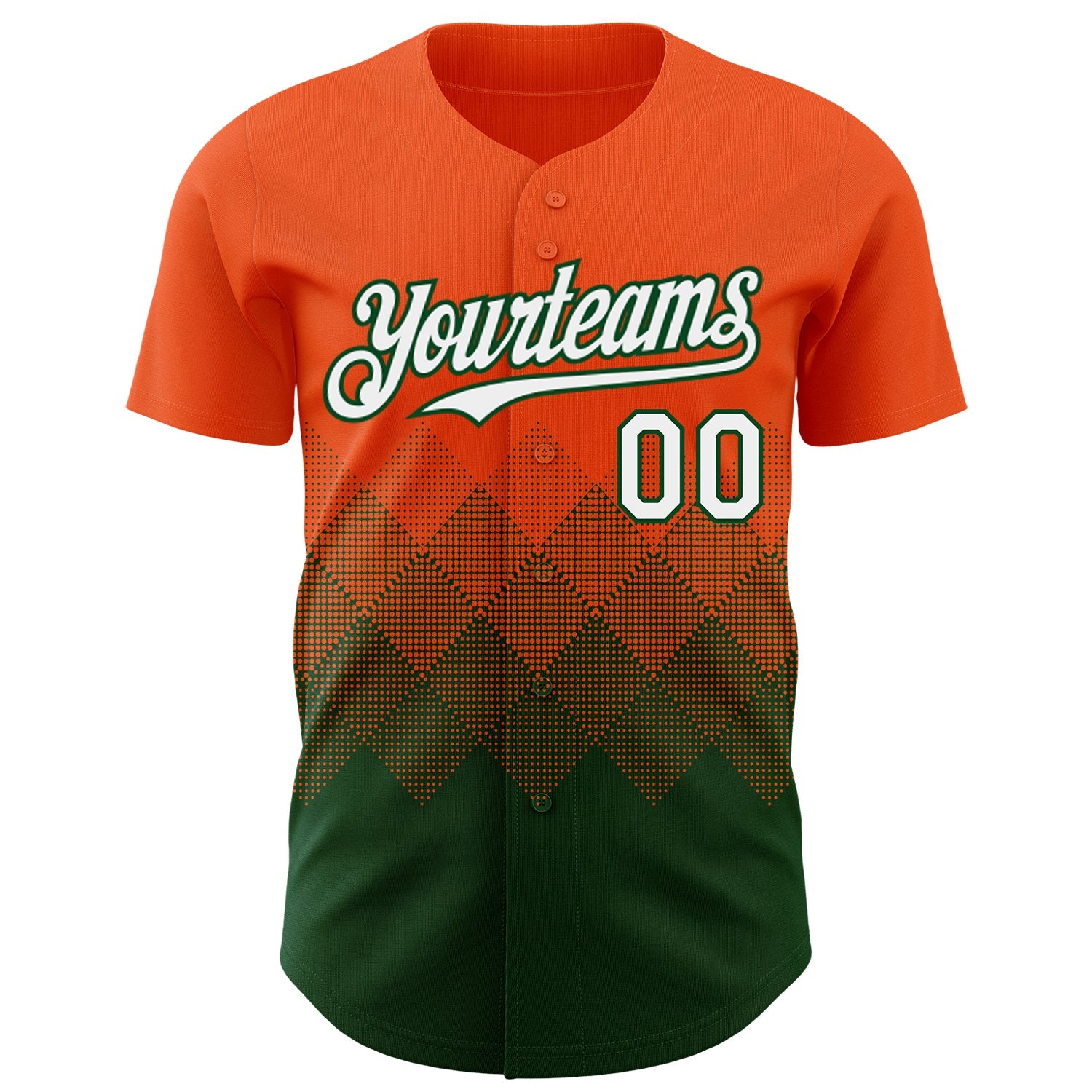 Custom Orange White-Green 3D Gradient Square Shape Authentic Baseball Jersey - Sky-Custom