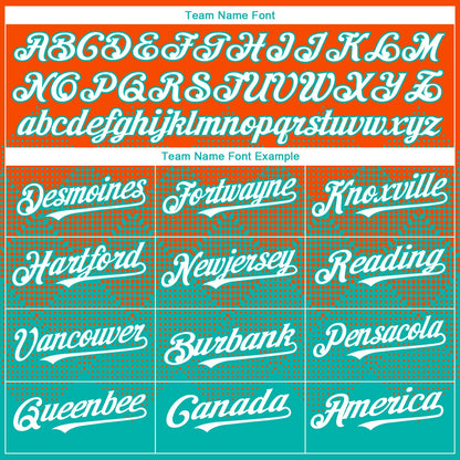 Custom Orange White-Aqua 3D Gradient Square Shape Authentic Baseball Jersey - Sky-Custom