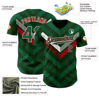 Custom Green Kelly Green Red-White 3D Mexico Authentic Baseball Jersey - Sky-Custom