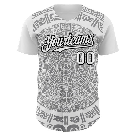 Custom White Gray-Black 3D Mexico Authentic Baseball Jersey - Sky-Custom