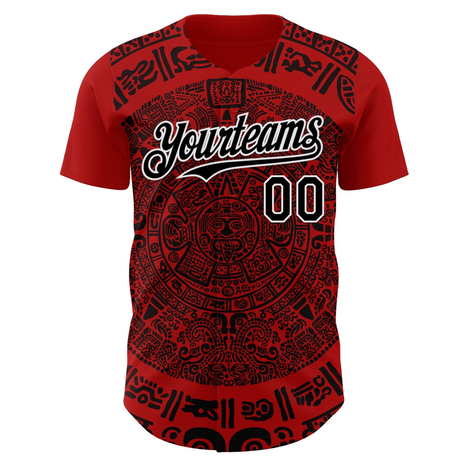 Custom Red Black-White 3D Mexico Authentic Baseball Jersey - Sky-Custom