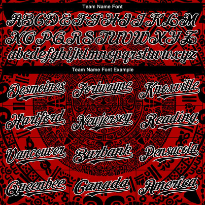 Custom Red Black-White 3D Mexico Authentic Baseball Jersey - Sky-Custom