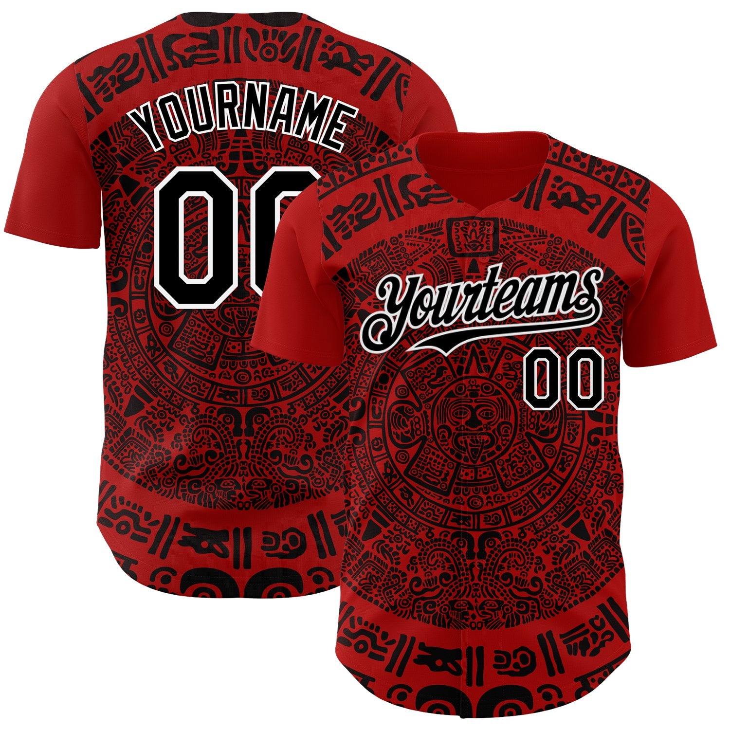 Custom Red Black-White 3D Mexico Authentic Baseball Jersey - Sky-Custom
