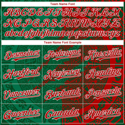 Custom Red Green Kelly Green-White 3D Mexico Scratch Authentic Baseball Jersey - Sky-Custom