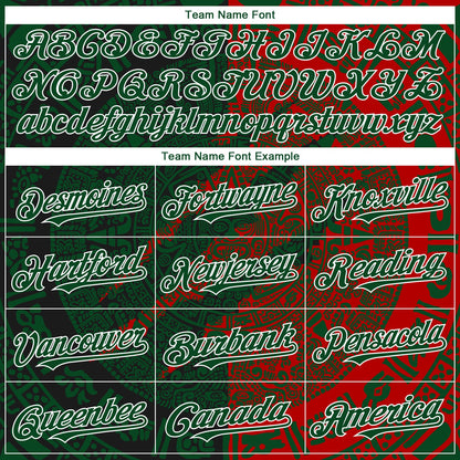 Custom Red Green-White 3D Mexico Scratch Authentic Baseball Jersey - Sky-Custom