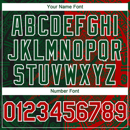 Custom Red Green-White 3D Mexico Scratch Authentic Baseball Jersey - Sky-Custom