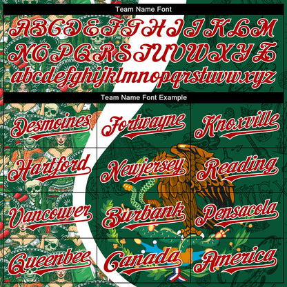 Custom Green Red Kelly Green-White 3D Mexico Authentic Baseball Jersey - Sky-Custom