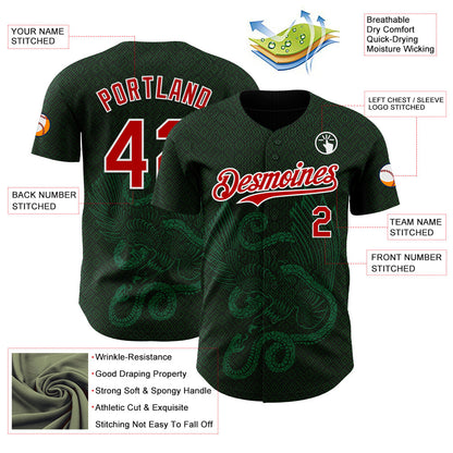 Custom Green Red Kelly Green-White 3D Mexico Authentic Baseball Jersey - Sky-Custom