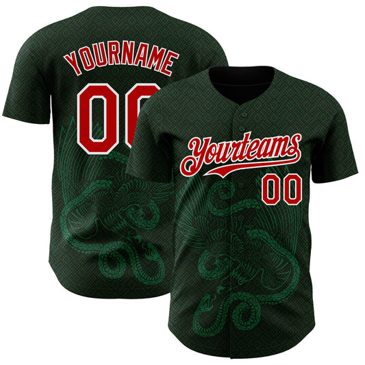 Custom Green Red Kelly Green-White 3D Mexico Authentic Baseball Jersey - Sky-Custom