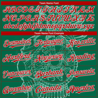 Custom Kelly Green Red-White 3D Mexico Mexican Flag Authentic Baseball Jersey - Sky-Custom