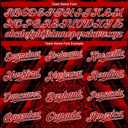Custom Black Red-White 3D Mexico Authentic Baseball Jersey - Sky-Custom