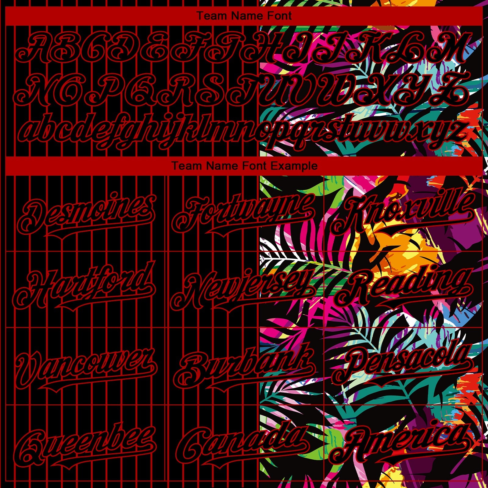 Custom Black Red 3D Pattern Design Pinstripe Tropical Palm Leaves Authentic Baseball Jersey - Sky-Custom