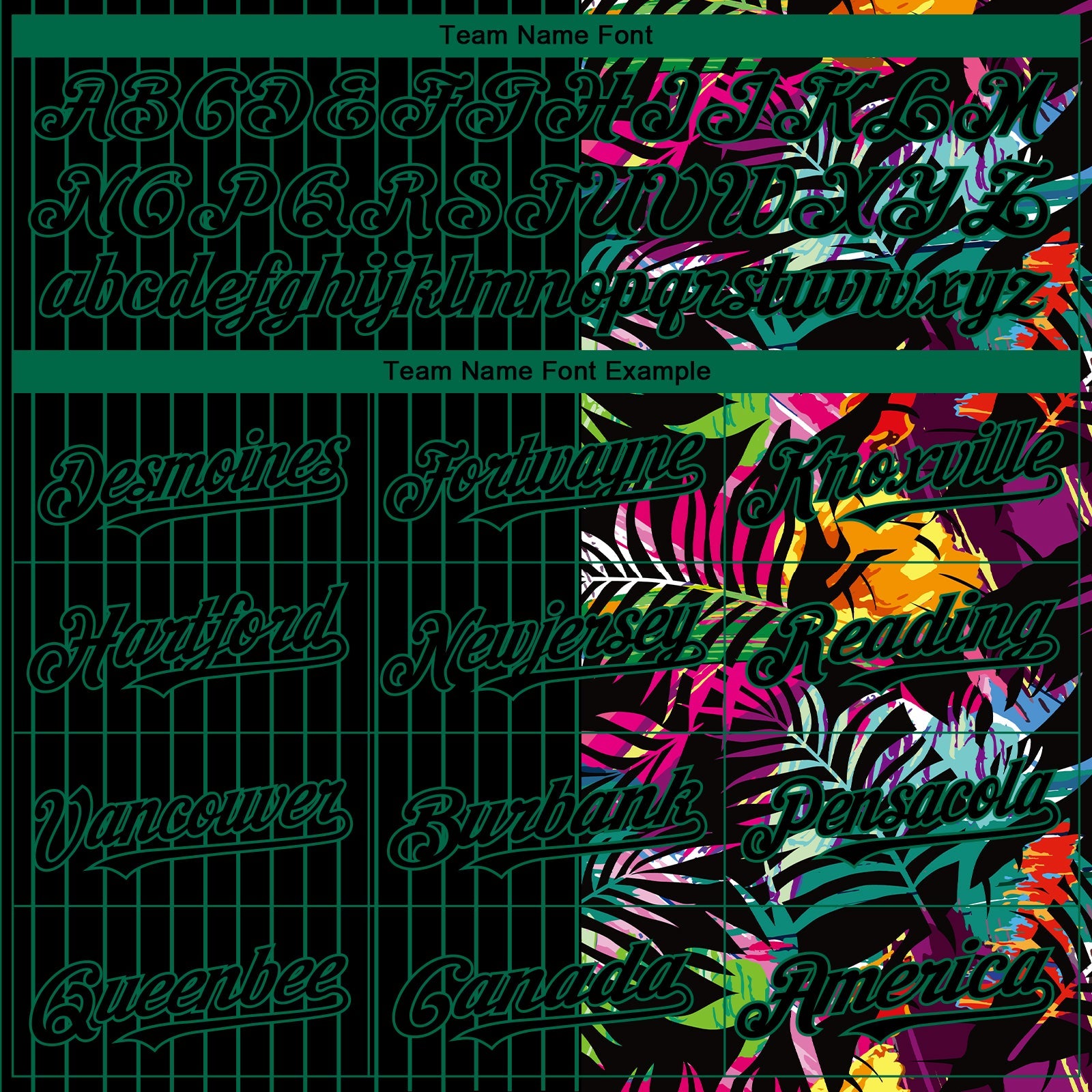 Custom Black Kelly Green 3D Pattern Design Pinstripe Tropical Palm Leaves Authentic Baseball Jersey - Sky-Custom