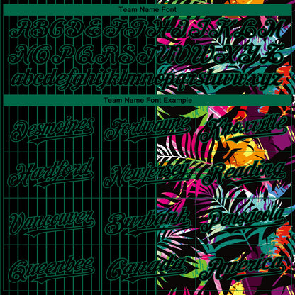 Custom Black Kelly Green 3D Pattern Design Pinstripe Tropical Palm Leaves Authentic Baseball Jersey - Sky-Custom