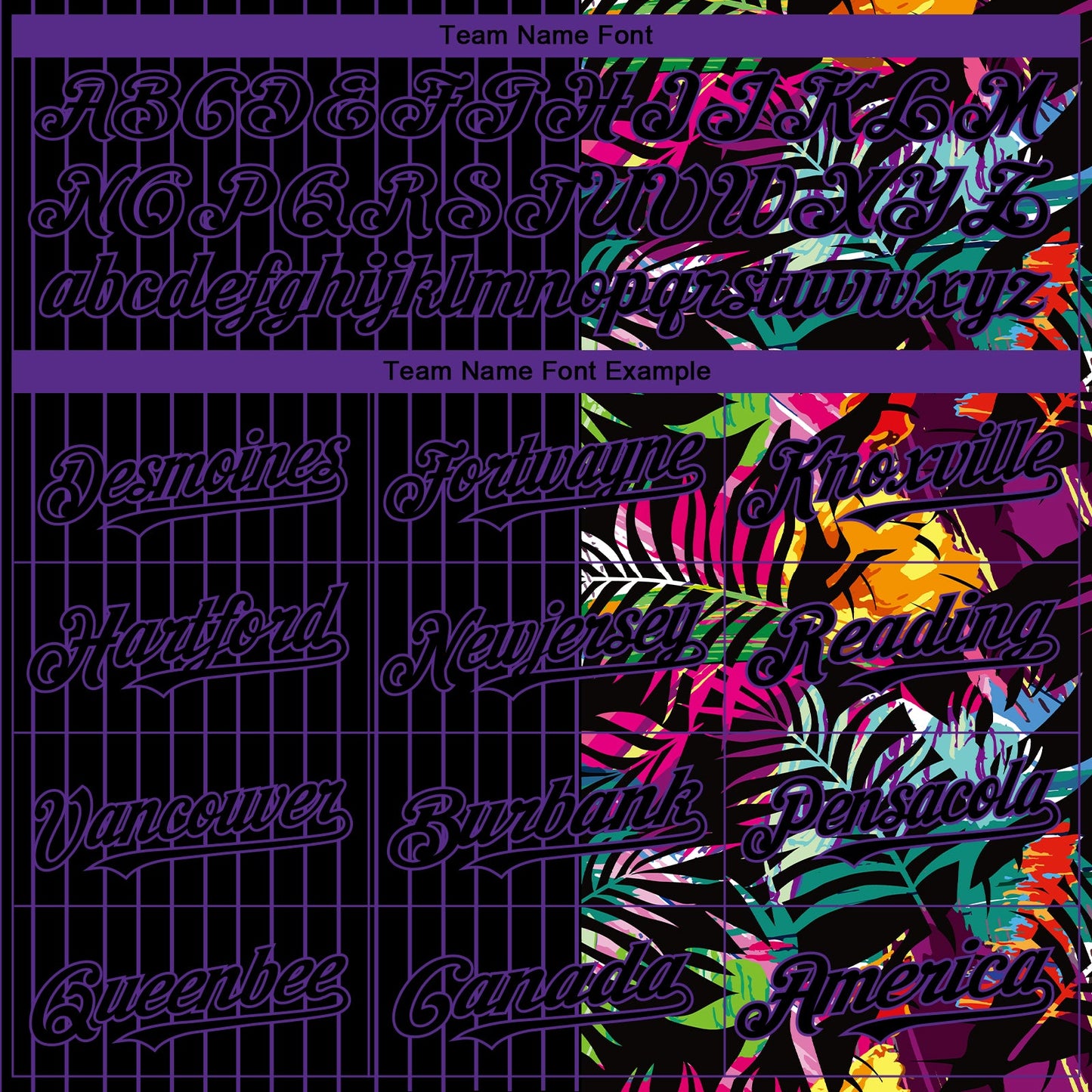 Custom Black Purple 3D Pattern Design Pinstripe Tropical Palm Leaves Authentic Baseball Jersey - Sky-Custom