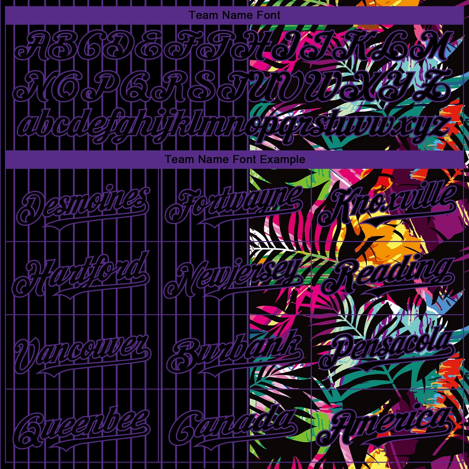 Custom Black Purple 3D Pattern Design Pinstripe Tropical Palm Leaves Authentic Baseball Jersey - Sky-Custom