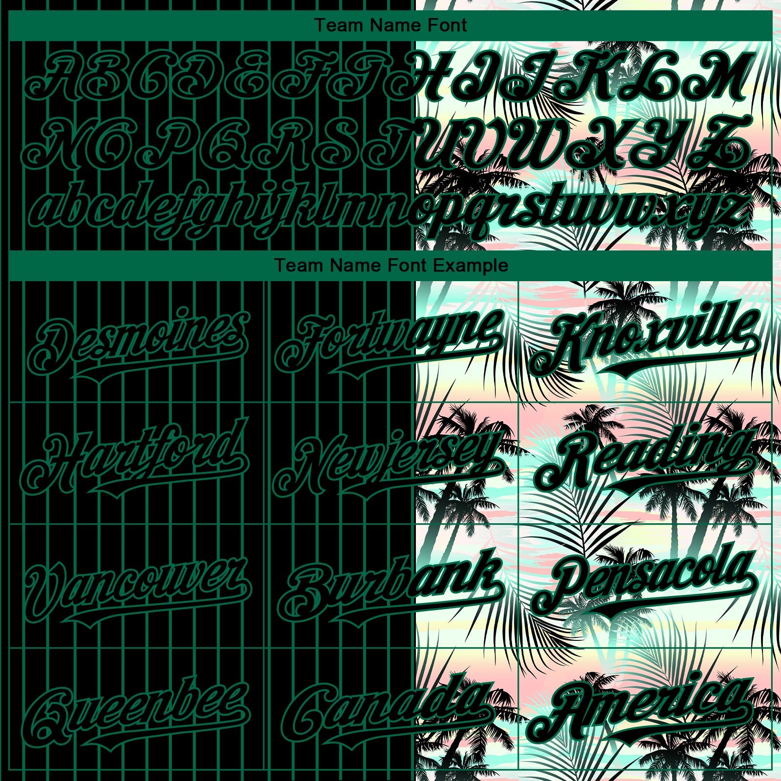Custom Black Kelly Green 3D Pattern Design Pinstripe Tropical Palm Leaves Authentic Baseball Jersey - Sky-Custom