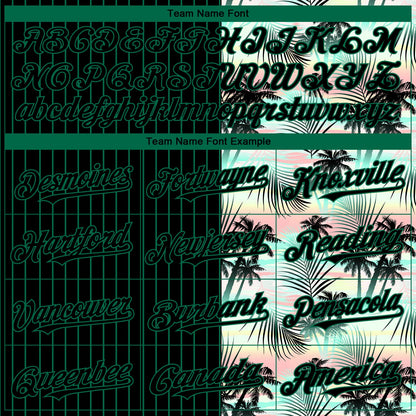 Custom Black Kelly Green 3D Pattern Design Pinstripe Tropical Palm Leaves Authentic Baseball Jersey - Sky-Custom