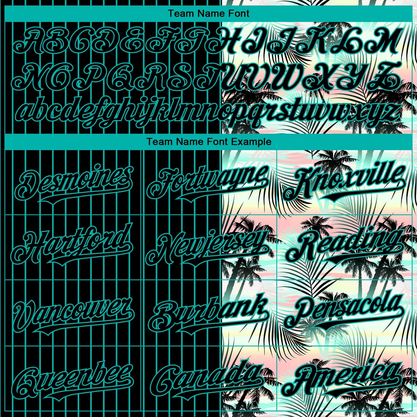 Custom Black Aqua 3D Pattern Design Pinstripe Tropical Palm Leaves Authentic Baseball Jersey - Sky-Custom