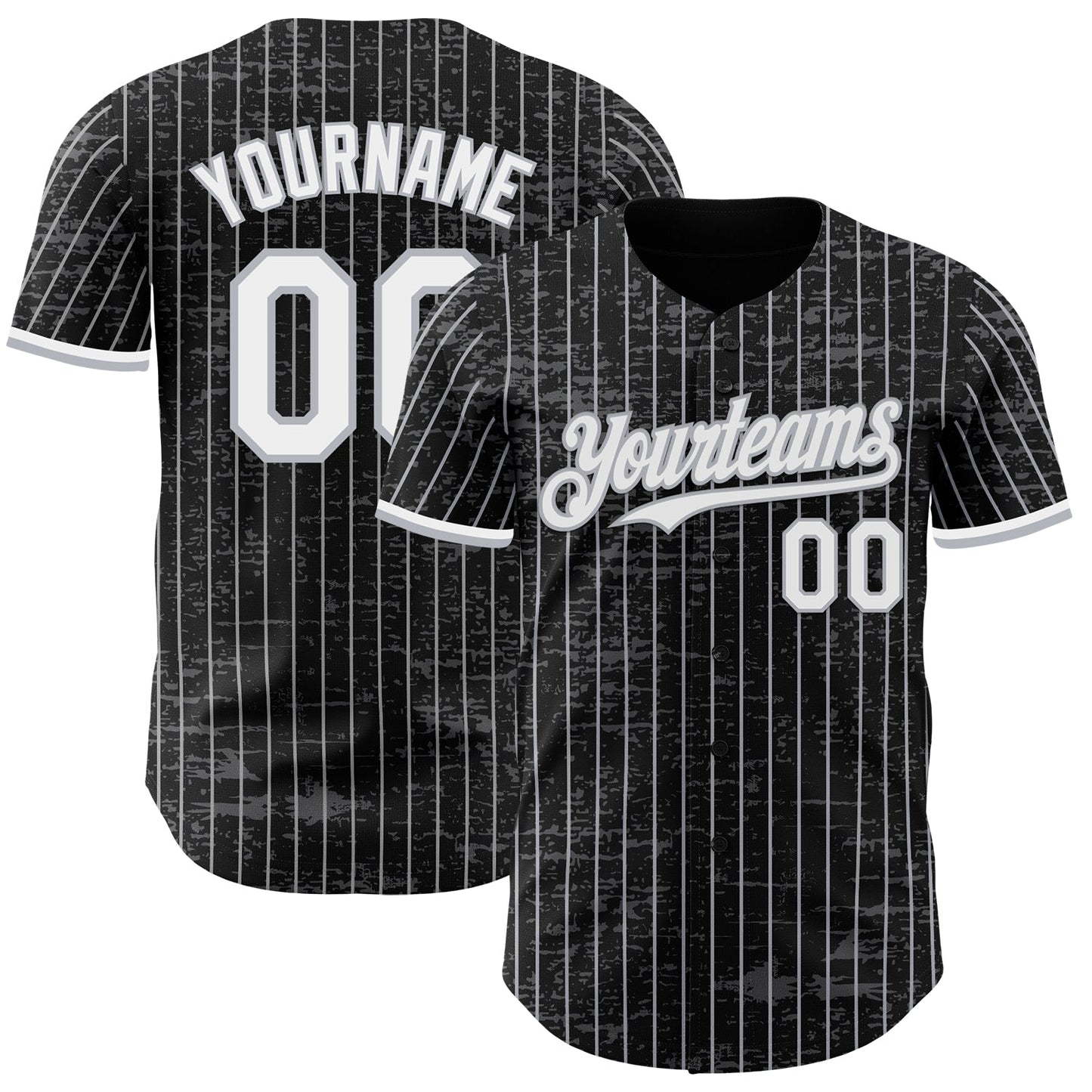 Custom Black Gray Pinstripe White 3D Pattern Design Fragment Art Authentic Baseball Jersey - Sky-Custom