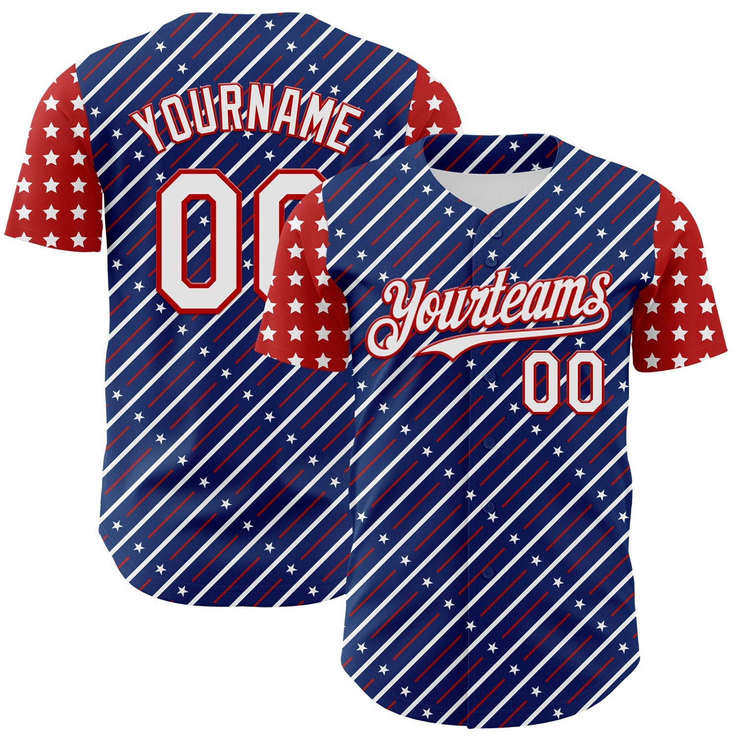Custom Royal White-Red 3D Patriotic American Flag Authentic Baseball Jersey - Sky-Custom