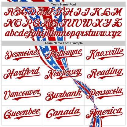 Custom White Thunder Blue-Red 3D Patriotic American Flag Authentic Baseball Jersey - Sky-Custom
