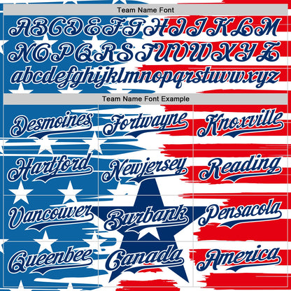 Custom White US Navy Blue-Red 3D Patriotic American Flag Authentic Baseball Jersey - Sky-Custom