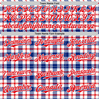 Custom White Fire Red-Royal 3D Pattern Design Patriotic American Symbol Plaid Authentic Baseball Jersey - Sky-Custom