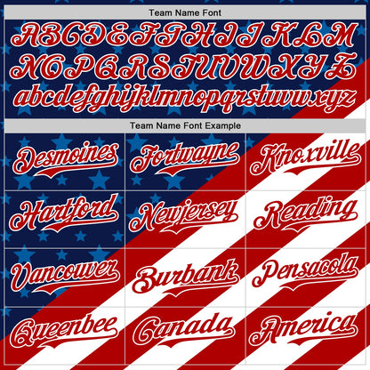 Custom Navy Red-White 3D Patriotic American Flag Authentic Baseball Jersey - Sky-Custom