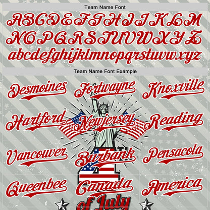 Custom Gray Red-White 3D Patriotic American Flag And Statue of Liberty Authentic Baseball Jersey - Sky-Custom