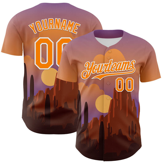 Custom Purple Bay Orange-White 3D Pattern Design Patriotic American Symbol Desert Authentic Baseball Jersey - Sky-Custom