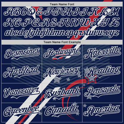 Custom Navy Red-White 3D Patriotic American Flag Authentic Baseball Jersey - Sky-Custom