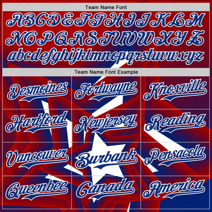 Custom Red Royal-White 3D Patriotic American Flag And Star Authentic Baseball Jersey - Sky-Custom