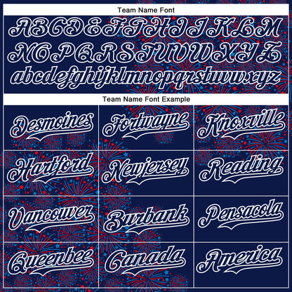 Custom Navy White 3D Pattern Design Patriotic American Spirit Firework Authentic Baseball Jersey - Sky-Custom