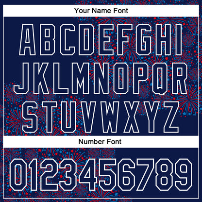 Custom Navy White 3D Pattern Design Patriotic American Spirit Firework Authentic Baseball Jersey - Sky-Custom