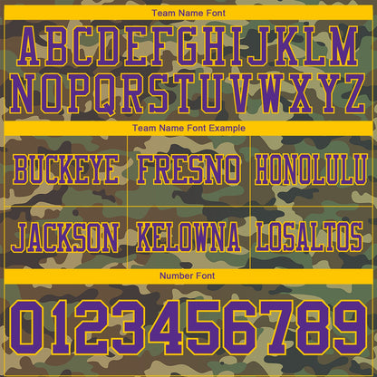 Custom Camo Purple-Yellow 3D Pattern Salute To Service Mesh Authentic Football Jersey - Sky-Custom