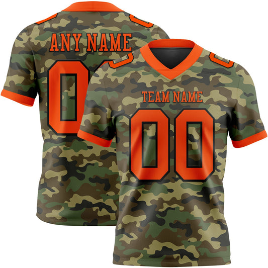 Custom Camo Orange-Black 3D Pattern Salute To Service Mesh Authentic Football Jersey - Sky-Custom