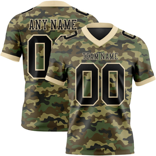 Custom Camo Black-Cream 3D Pattern Salute To Service Mesh Authentic Football Jersey - Sky-Custom