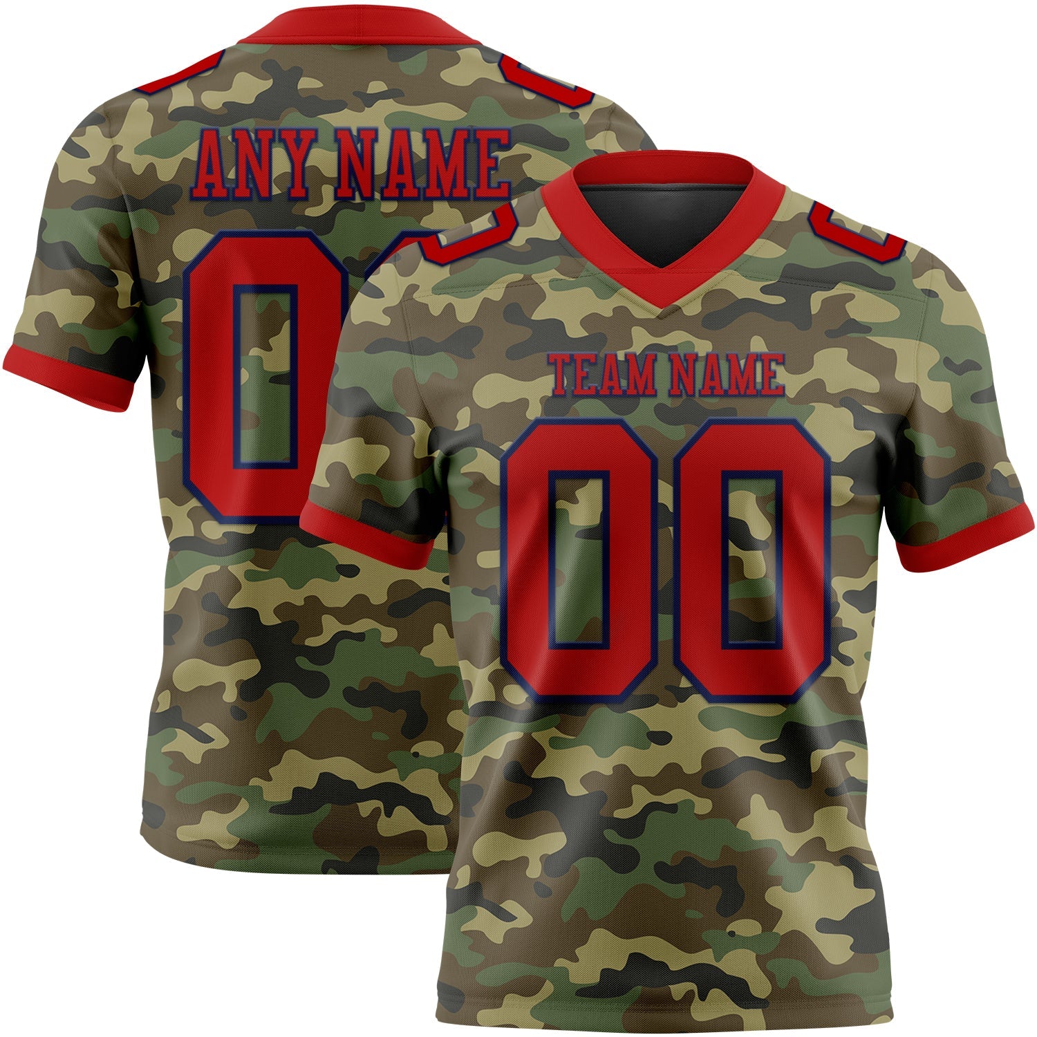 Custom Camo Red-Navy 3D Pattern Salute To Service Mesh Authentic Football Jersey - Sky-Custom