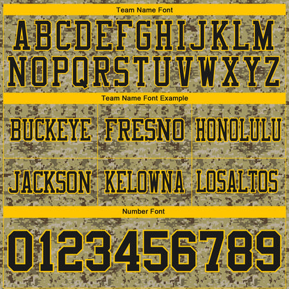 Custom Camo Black-Yellow 3D Pattern Salute To Service Mesh Authentic Football Jersey - Sky-Custom
