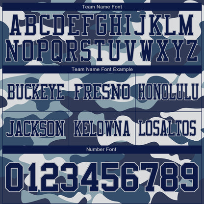 Custom Camo Navy-Gray 3D Pattern Salute To Service Mesh Authentic Football Jersey - Sky-Custom