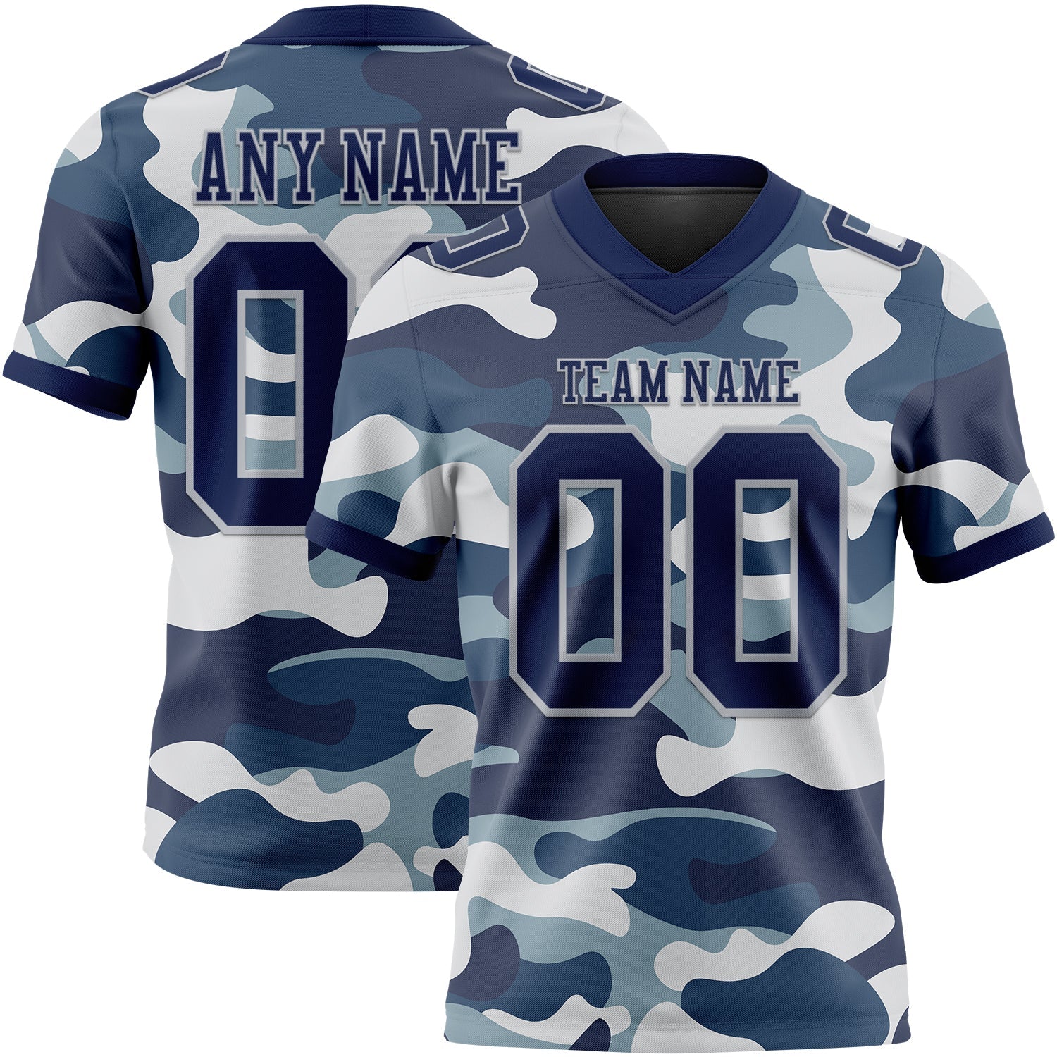 Custom Camo Navy-Gray 3D Pattern Salute To Service Mesh Authentic Football Jersey - Sky-Custom