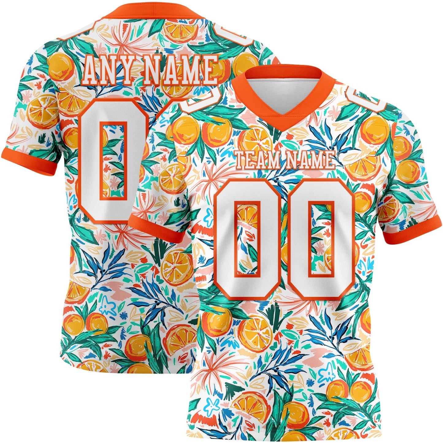 Custom White Orange 3D Pattern Fruit Mesh Authentic Football Jersey - Sky-Custom