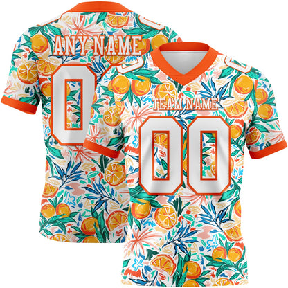 Custom White Orange 3D Pattern Fruit Mesh Authentic Football Jersey - Sky-Custom